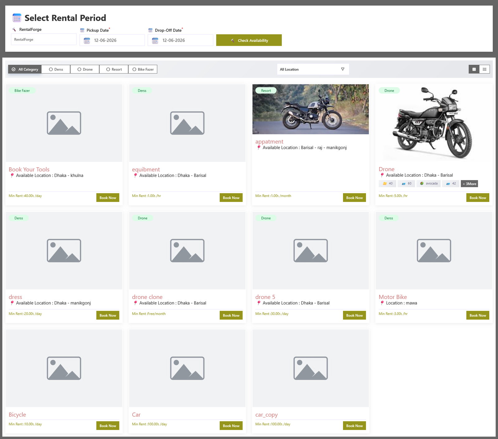 RentalForge Add Order Dashboard
